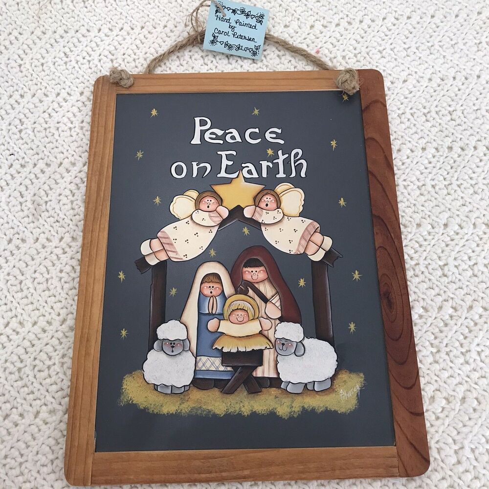 Vintage Slate Folk Art Christmas Hand Painted. Signed
